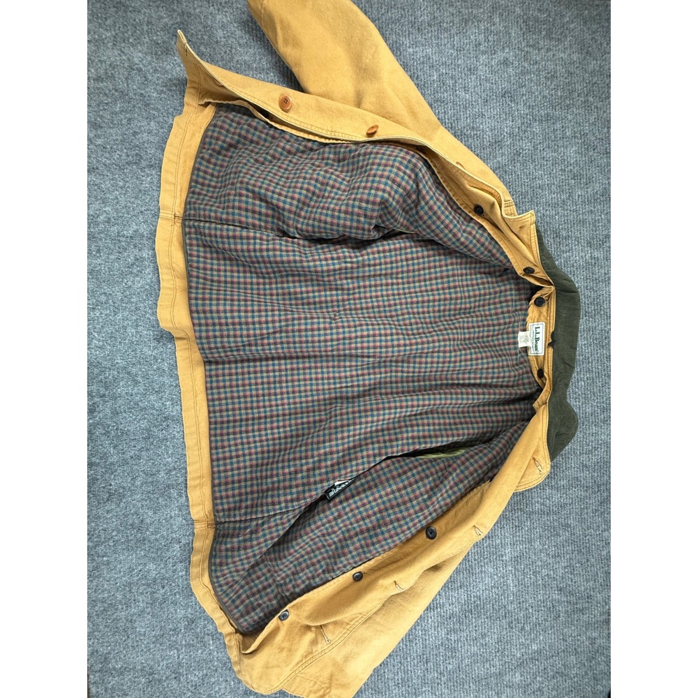LL Bean Original Field Coat Mens Lrg Tan Excellent Primaloft Flannel Lined H147. - Picture 5 of 10